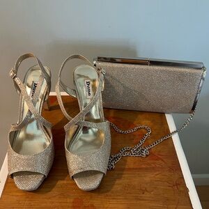 Dune London Metallic Sandals and Clutch Set